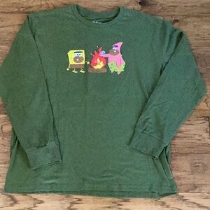 Nickelodeon’s Mens Large Sponge Bob Camping Where’s Patrick Long sleeve T shirt